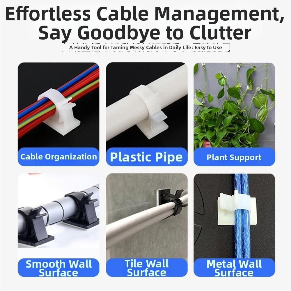 10Pcs Adjustable Cable Organizer Clips Plastic Cord Management Clips Electronics Cord Organization