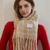 Snug Checked Wool Blended Muffler MF8108 Beige