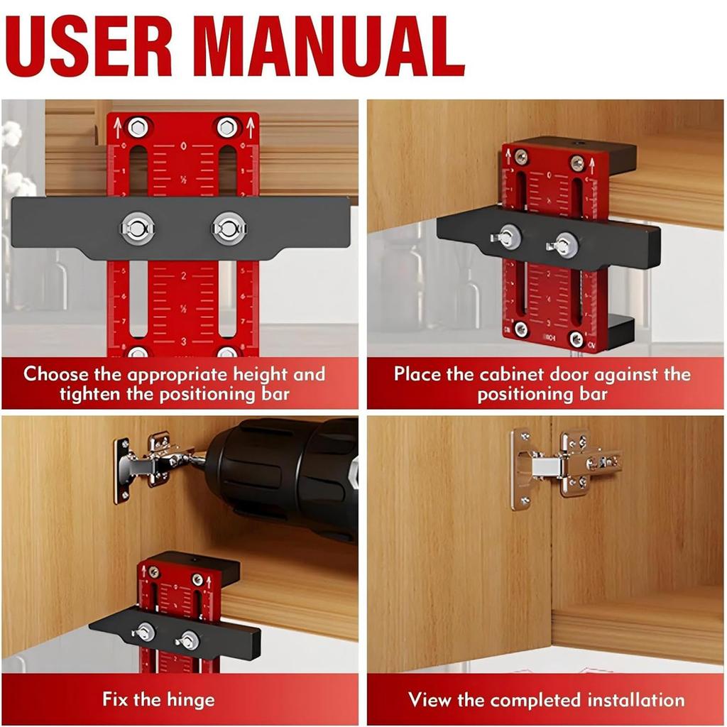 Aluminum Alloy Cabinet Hardware Jigs, Adjustable Length Cabinet Installation Tool Compatible For Most Cabinet Doors