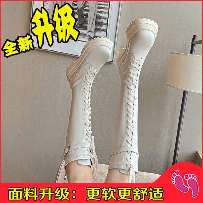 Ботинки на толстой подошве женские на шнуровке на небольшом высоком каблуке на платформе из мягкой кожи универсальные осенне-зимние новые высокие ботинки ботинки рыцаря