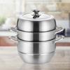 Stainless Steel Steamer Pot with Lid Cookware for Vegetable Fishing Kitchen 26cm