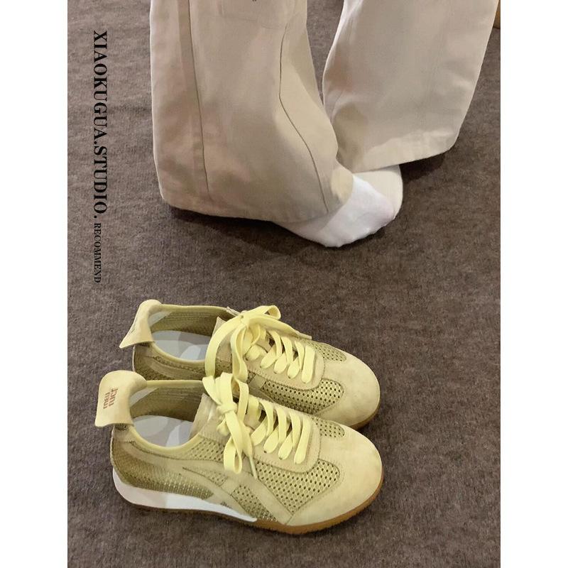 Сетчатые дышащие тренировочные кроссовки Forrest Gump женские 2025 новая летняя плоская белая обувь ретро повседневная спортивная обувь