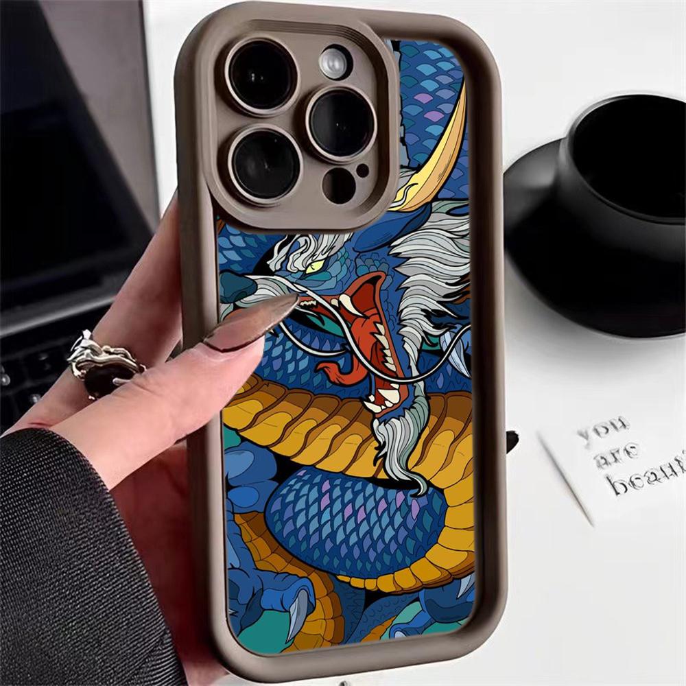 N81 Dragon design art Мягкие чехлы для телефонов с ангельскими глазками для Samsung A54 A34 A13 A14 S23 S24 Ultra S20 FE Xiaomi Redmi Note 13 12C Противоударный чехол