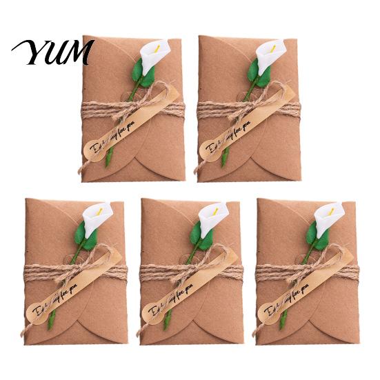 Exquisite Holiday Celebration Cards 5Pcs DIY Dried Flower Greeting Cards, Handmade Note with Artificial Flowers, Jute Twine Floral Hang Tags, Gift for