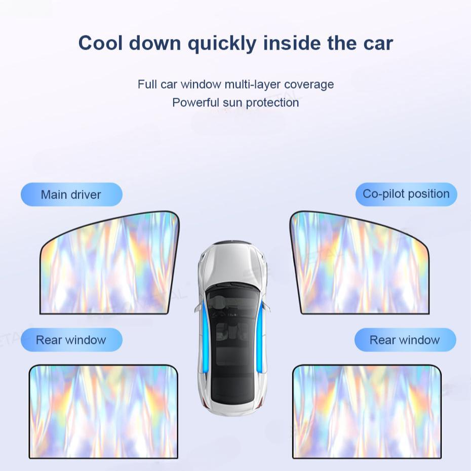 Магнитные солнцезащитные шторки EasyClip для автомобиля - Без клея, УФ-шторки для передних и задних окон | 98% УФ-блок, многоразовая складная шторка для внедорожника/седана