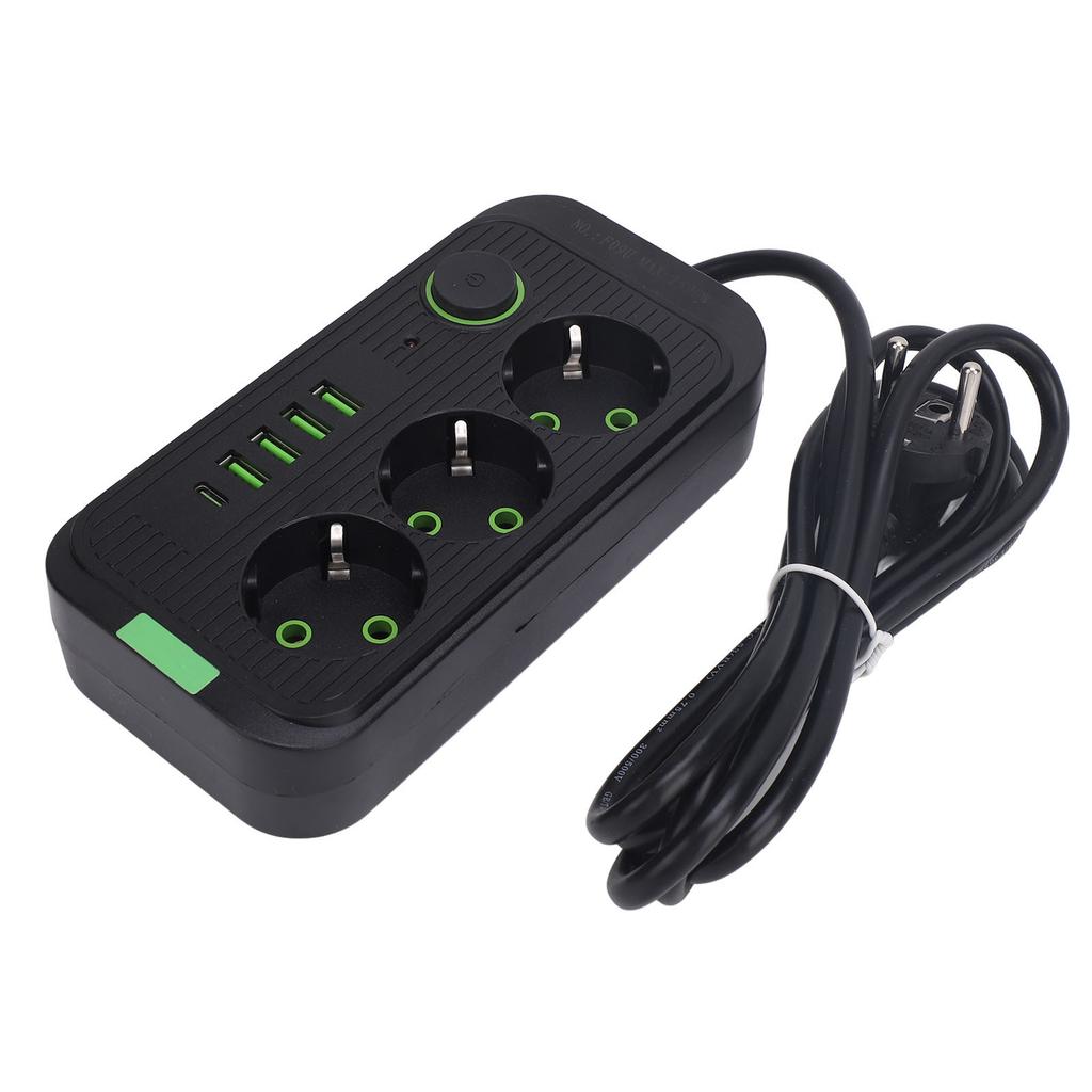 Европейский удлинитель 3 розетки 4 USB 1 порт Type C настенный удлинитель электрической розетки с 2 м