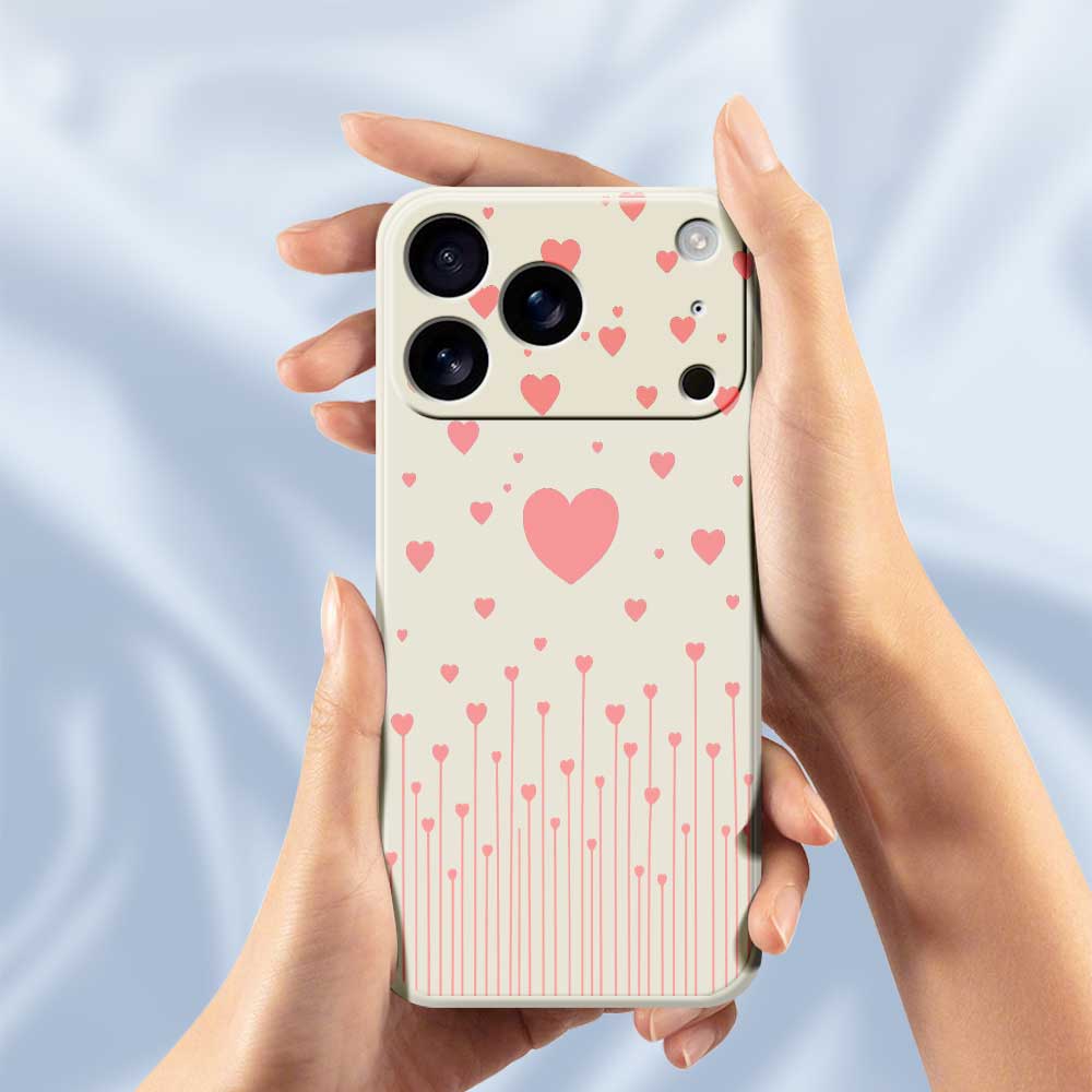 For iPhone 17 Pro Case Pink Love Pattern Printing Straight Edge TPU Phone Back Cover