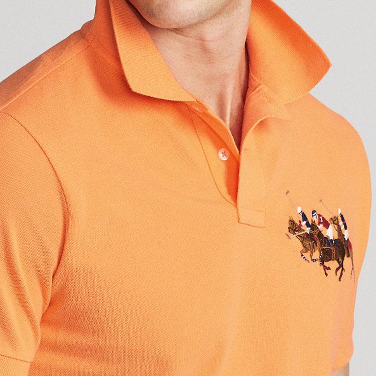 Polo Ralph Lauren Три пони вышитый свитер прямой крой рубашка поло с коротким рукавом мужские рубашки поло классика-розовый MNPOKNI1N821115-650