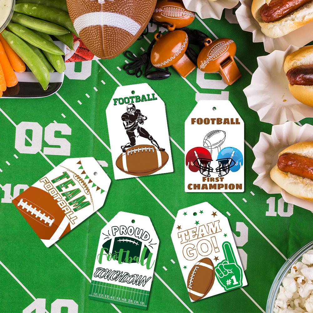 60/120 pcs Football Tags, Rugby Favor Tags for Sport Themed Boy Birthday and Baby Shower Party Gift Wrapping Decoration