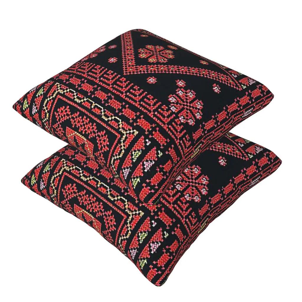 Three Flowers Palestinian Embroidery 2 Pcs Square Pillowcase Pillow Cover Cushion Zip Decorative Comfort Throw Pillow For Home