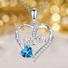 Heart Necklace for Women I Love You Mom Cubic Zirconia Heart Pendant Necklace Mother's Day Birthday Gift for Mom