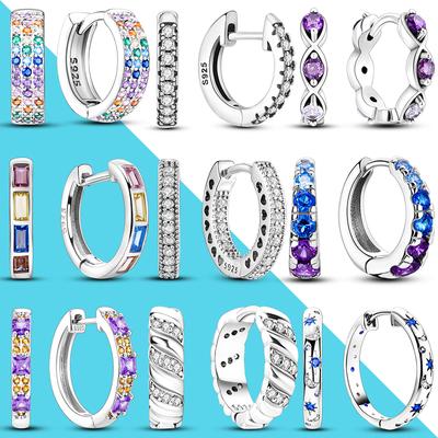 Женские серьги-кольца, сверкающее серебро 925 пробы, роскошные ювелирные изделия с цирконием, подарок для свадьбы, помолвки, простота, серьги