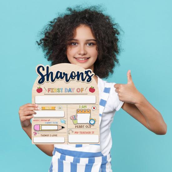 Табличка «Первый день в школе» Деревянная табличка с вехой образования Сувенирная доска для рисования маркером Подарки детям на «Снова в школу»