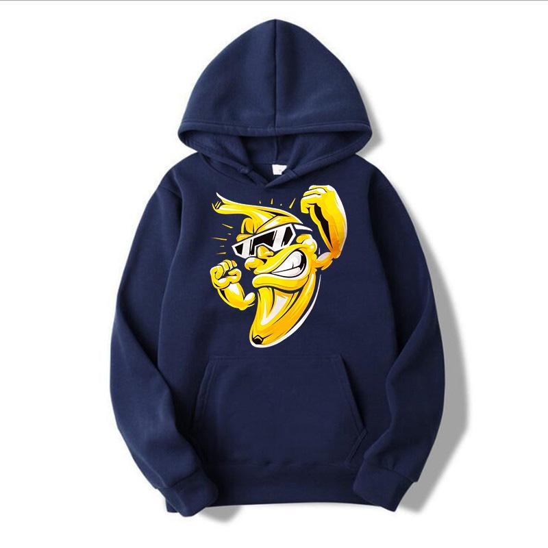 Забавный банановый принт Популярная толстовка с капюшоном Модная хип-хоп одежда Веселые мужские и женские толстовки Повседневный очень большой пуловер