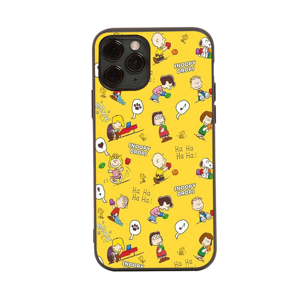 SM15 Snoopy Friend Black Sofe Case for Samsung Note 20 Lite S24 Ultra S23 A03 A05 A06 A11 A71 A15 A16 A13 A24 A25 A33 A52 A53 A50 M55 M35 Plus