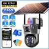 6K 4G Sim Solar Camera 10x Zoom IP CCTV 12MP Dual Lens PTZ Surveillance PIR Human Detection Outdoor Security Protection Camera