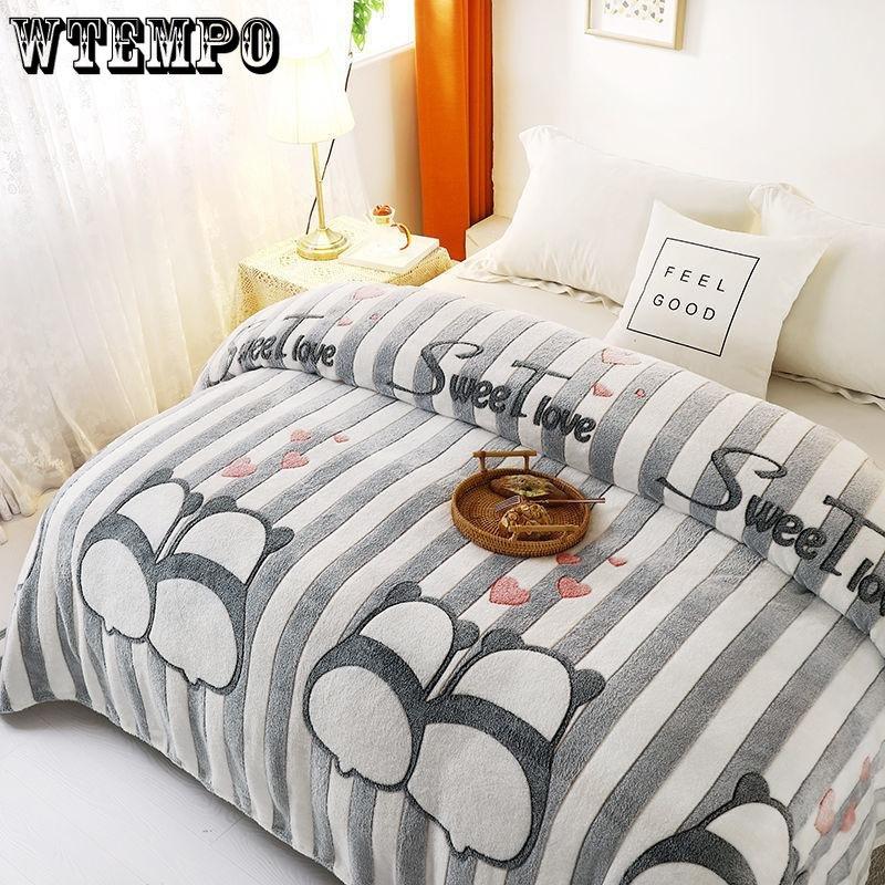 Double-sided Plus Fleece Blanket Sheets To Keep The Bed Warm In Winter Fluffy Coral Fleece Blanket Sofa Blanket Summer Air Conditioning Quilt