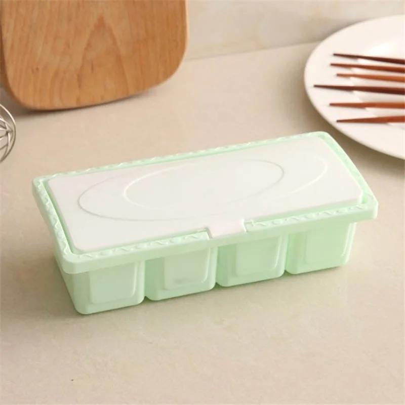 Пластиковый набор приправ кухонные принадлежности Четырехсекционная коробка для приправ отделка бытовая пылезащитная ложка ложка для хранения приправ