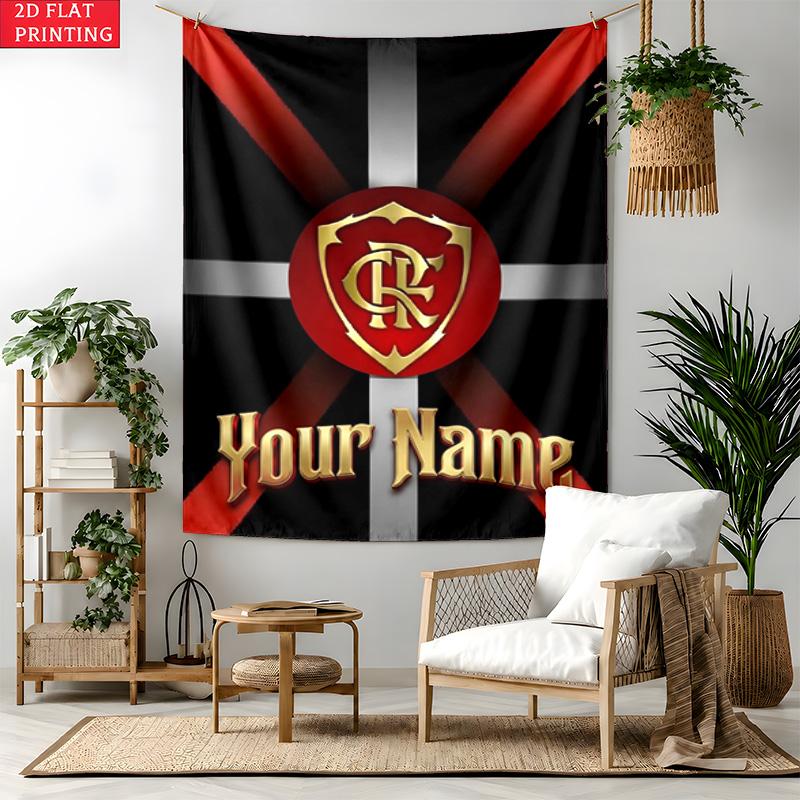 CR Flamengo Custom Name Tapestry Personalized Wall Art Hanging Bohemian Home Decor for Bedroom Dorm Living Room