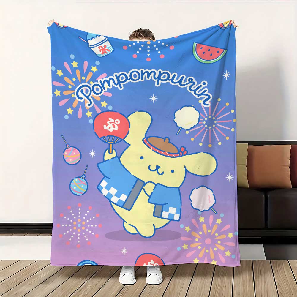 Пушистый Флис Аниме Двойное Колено Плед для Дивана Большой Kawaii PomPomPurins Декоративные Покрывала для Кровати Домашняя Спальня Декор