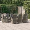 VidaXL 9-piece Garden Dining Set and Black and Grey Cushions, Dining Set, Dining Set 3185204
