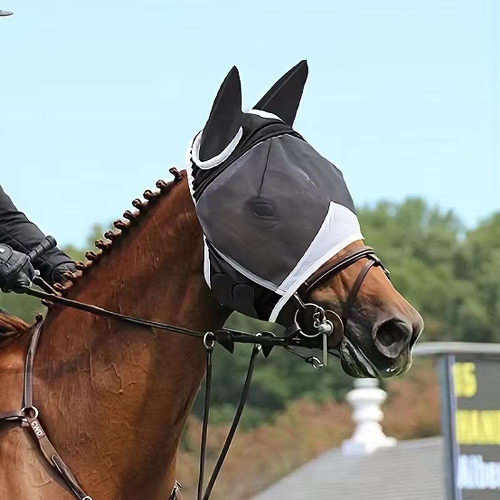Professional Horse Fly Mask Adjustable Anti-Flyworms Mask Durable Horse Mask  For Horses