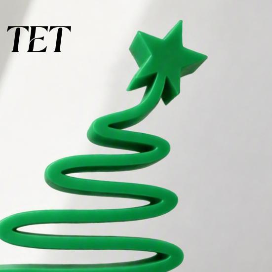 Handcrafted Tree Figurines 3D Printed Minimalist Christmas Desktop Ornament, Modern Holiday Table Living Room Accents Sign for Bedroom Home