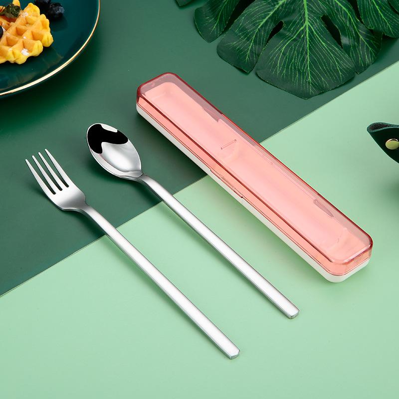 Портативный набор столовых приборов из нержавеющей стали для пикника на открытом воздухе, вилка, ложка, палочки для еды, столовые приборы, набор с коробкой, кухонные принадлежности