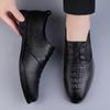 Comfort Mens Loafers Genuine Leather Slip On Black Casual Business Dating Formal Party Office Business Lace-up Shoes