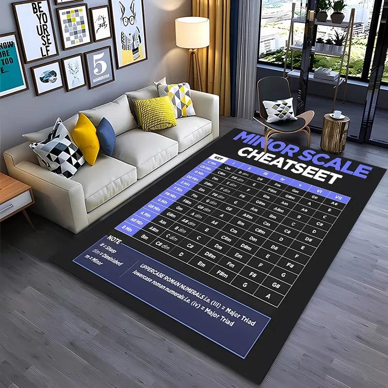 3D-коврик с базовой теорией гитарных аккордов, коврик для пианино, коврик для гостиной, коврик для спальни, коврик для дивана, придверный коврик, детский нескользящий напольный коврик