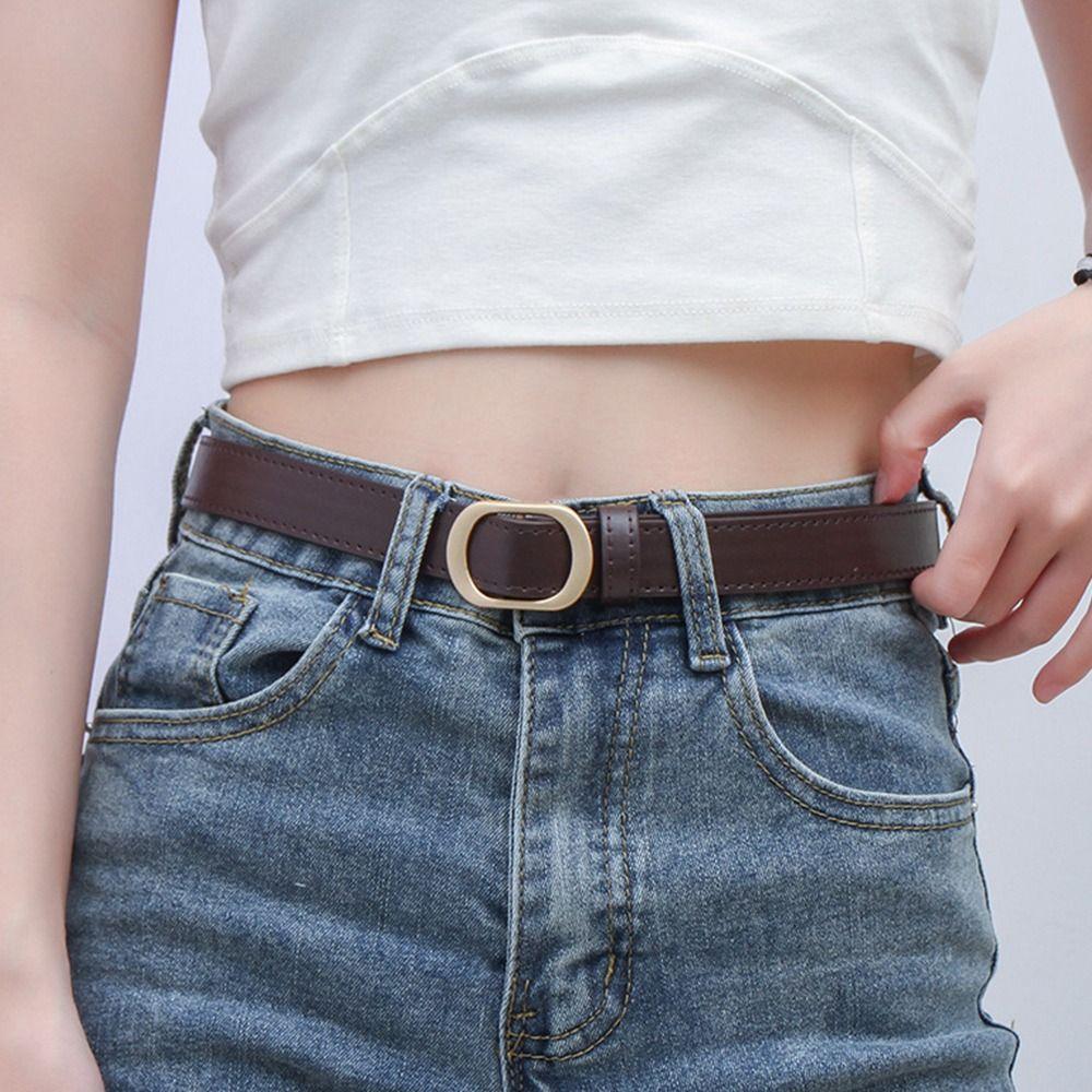 Versatile Leather Belt Casual Trouser Dress Belts Fashion Thin Waist Strap