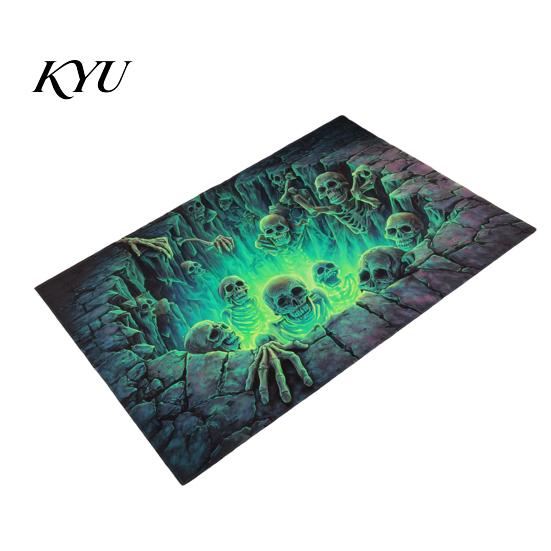 Farmhouse Style Area Rugs 3D Illusion Entrance Rug, Absorbent Non-Slip Floor Mat, Realistic Animal Cozy Reading Nook Accent Rug Spooky Skeleton