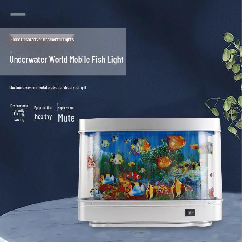 Светодиодный настольный декоративный светильник для аквариума - ночник-симуляция подводного мира