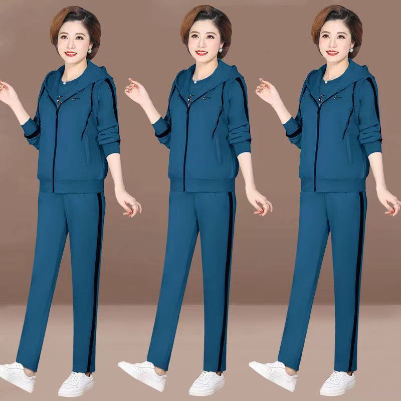 Женский повседневный спортивный костюм больших размеров, осенне-зимний свитер, пуловер + спортивные брюки, костюм-тройка