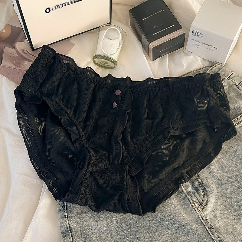 Plus Size Women's Panties Women's Briefs Mid-waist Breathable Hip Lift Sexy Pure Wind Translucent Lace Edge Underwear