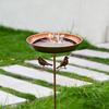 Metal Bird Bath 12" Bird Feeder Bowl with Stake Outdoor Rust-Proof Retro Bird Bath Attract Birds for Garden Yard Lawn Decor