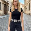 Adjustable Sparkling Waistband Bling Bling PU Leather Belt Women's Jeans Belt  Versatile Use