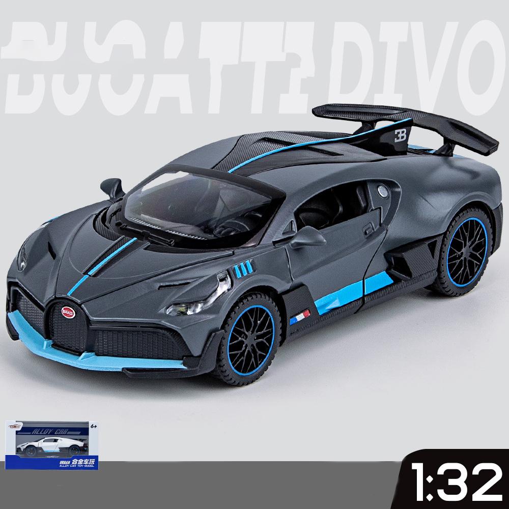 1/32 масштаб Bugatti Divo, литая под давлением модель автомобиля, игрушечный автомобиль с откатным механизмом, звуком и светом для детей, коллекция подарков для мальчиков и девочек