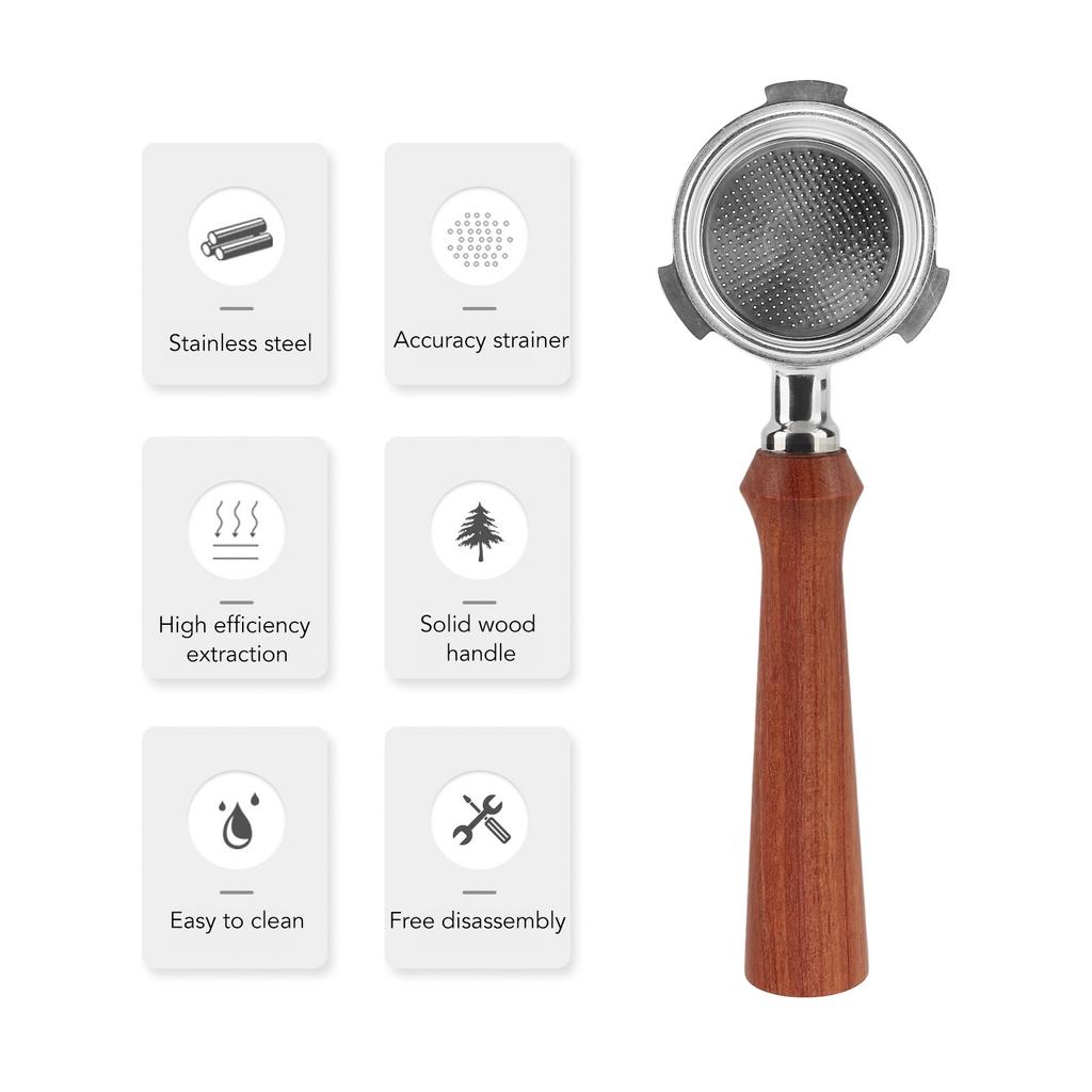 51mm Bottomless Coffee Portafilter 3 Ears Single Layer Portafilter Coffee Machine Bottomless Filter For Delonghi F Redwood