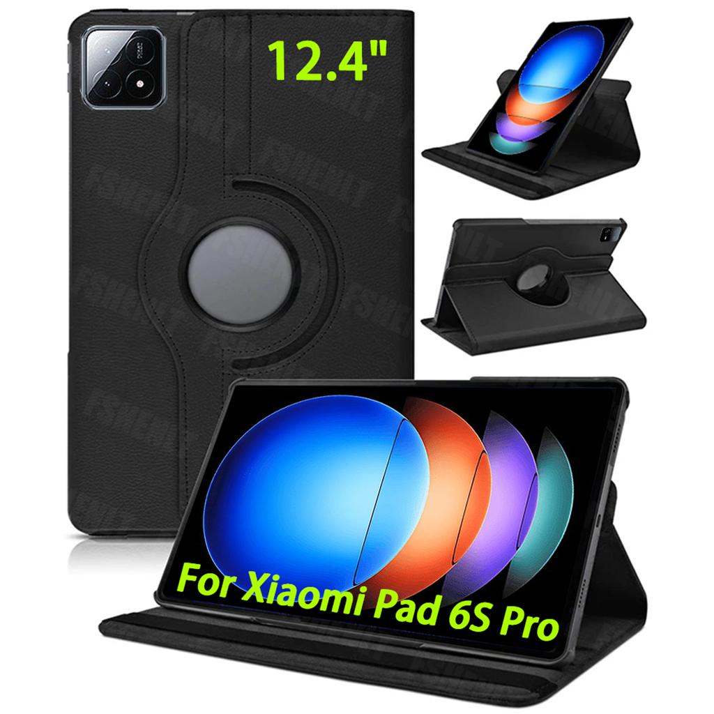 Чехол для планшета Xiaomi Pad 6S Pro 12,4 дюйма из искусственной кожи с вращающейся на 360° подставкой, высококачественный защитный чехол