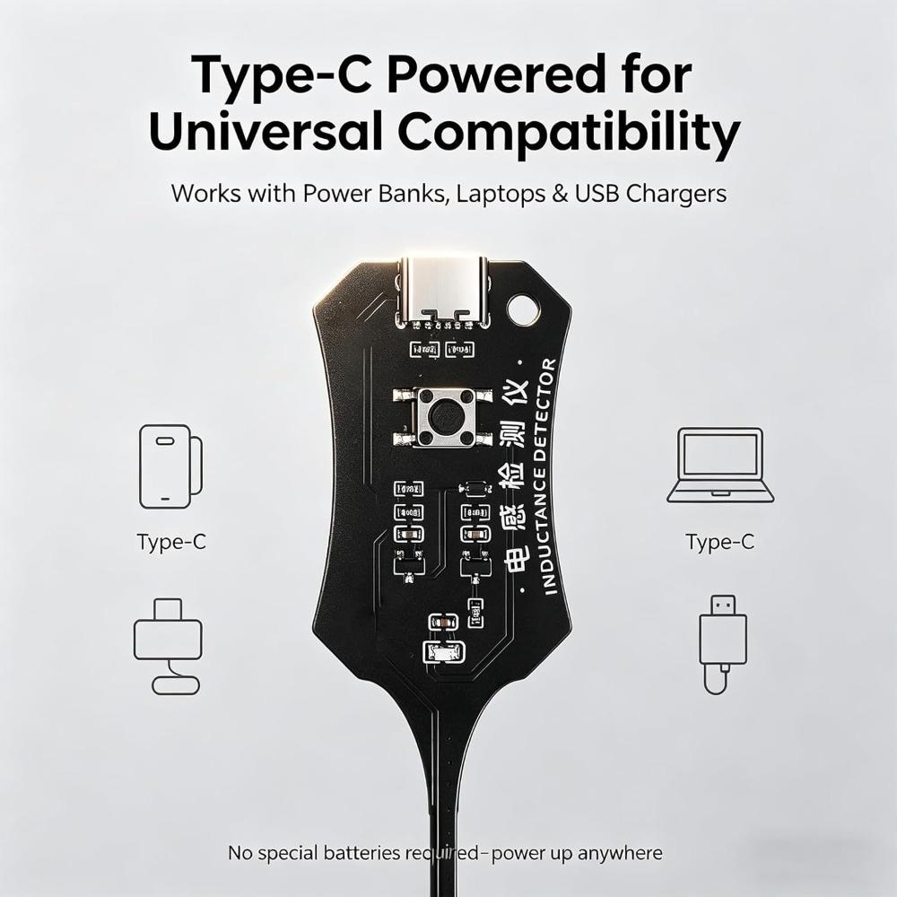 Type-C Inductor Tester, Electronic Circuit Board Inductance Detector, High-Sensitivity Electromagnetic Induction Rapid Fault Detection Tool