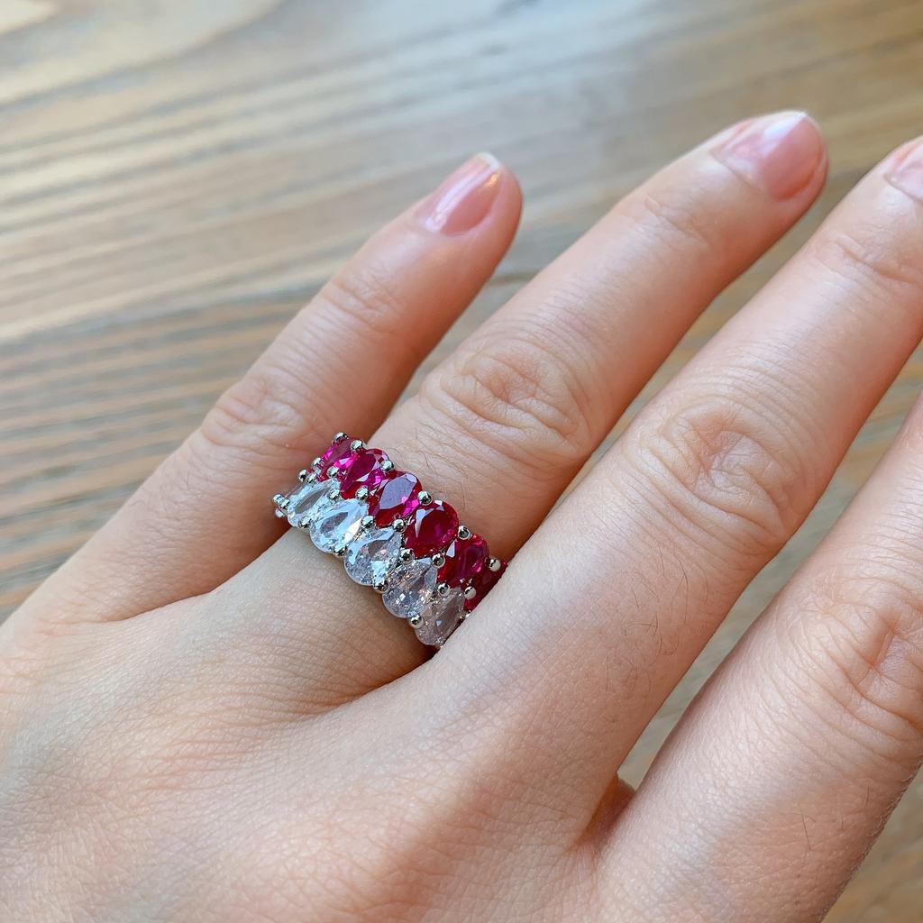 Высококачественное имитационное красное сокровище, кольцо с сапфиром, легкое роскошное широкорядное кольцо