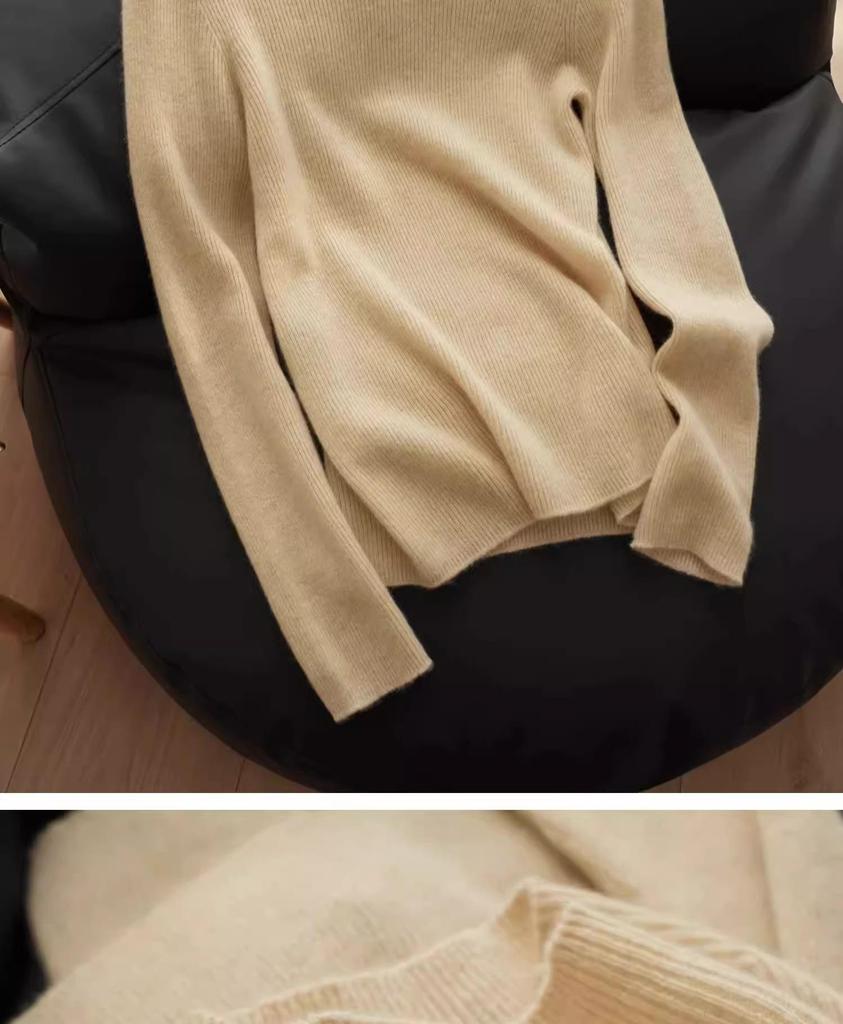 Женский бесшовный облегающий свитер из чистой шерсти с полувысоким воротом - базовый слой для осени/зимы