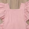 Newborn Baby Girl Ruffled Solid Color Sleeveless Backless Romper Jumpsuit Outfit Sunsuit