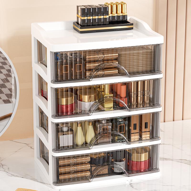 Черная роскошная многослойная коробка для хранения косметики и прозрачный шкаф с ящиками
