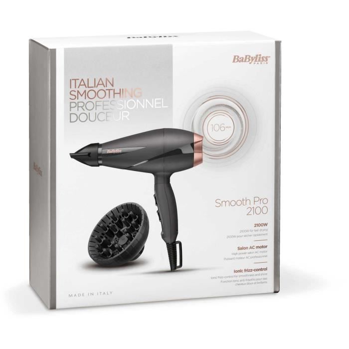 Фен - BaByliss - 6709DE Smooth Pro 2100 - Двигатель переменного тока - Сделано в Италии