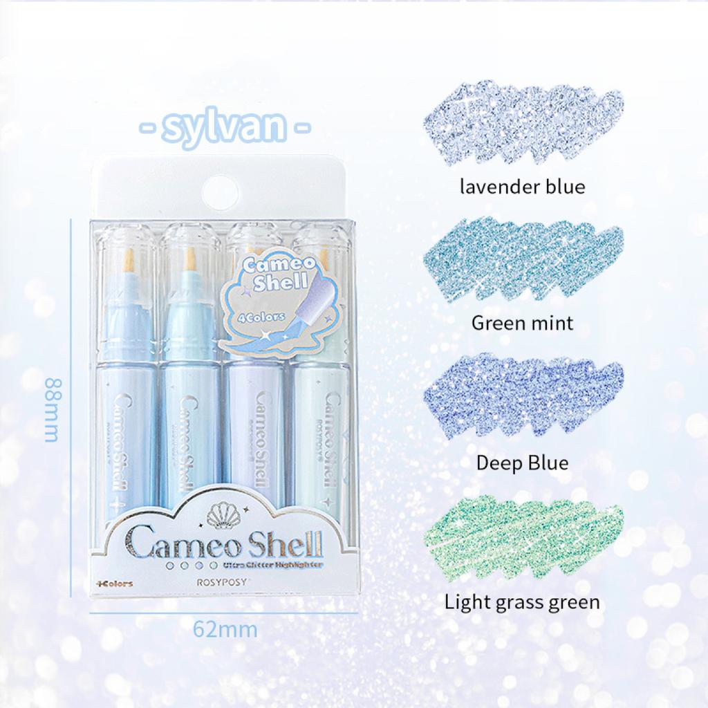 4 шт./компл. набор прозрачных перламутровых хайлайтеров, многоцветный маркер, креативные принадлежности для студентов «сделай сам», канцелярские принадлежности