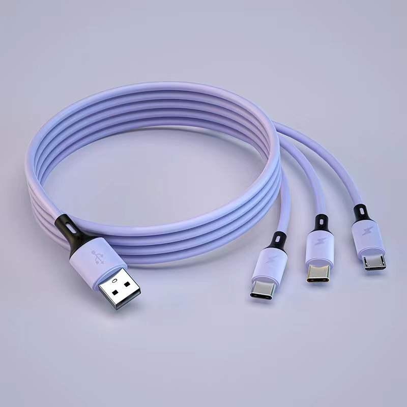USB-кабель для зарядки GIMIRO 3 в 1. Кабель для быстрой зарядки типа C. Совместим с большинством смартфонов. 120 см, цветной.