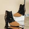 Европейские и американские импортные кружевные сетчатые высокие каблуки, подходящие по цвету, классные женские ботинки с круглым носком, молнией сзади, на толстом каблуке, короткие женские ботинки