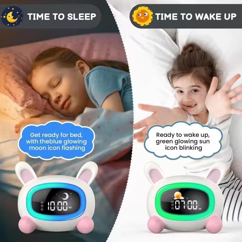 Будильник для детей, подходящий для пробуждения детей с функцией обучения сну и звуковой машиной, подарок на день рождения для мальчиков и девочек
